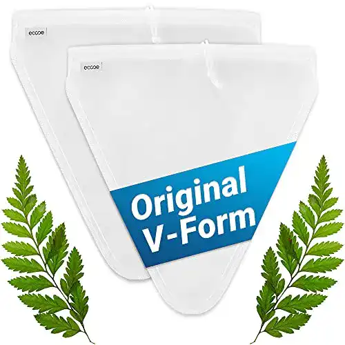 Nussmilchbeutel Ecooe Original V-Form 28 x 30 cm – 2 Stück für Nussmilch