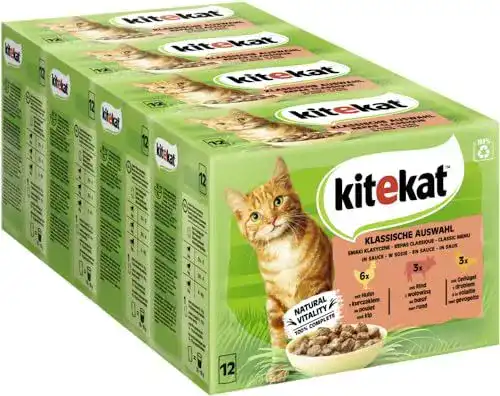 Kitekat Katzenfutter Portionsbeutel Multipack klassische Auswahl in Sauce