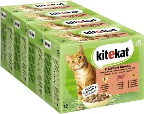 Kitekat Katzenfutter Portionsbeutel Multipack klassische Auswahl in Sauce