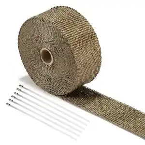 Hitzeschutzband Lihao aus Basaltfaser 10 Meter mit Kabelbindern
