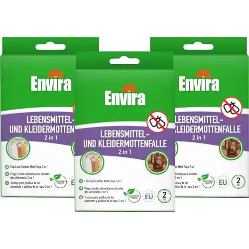 Kleidermottenfalle Envira 2 in 1 für Lebensmittel- und Kleidermotten, 6 Stück