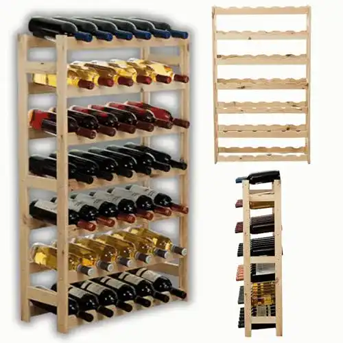 Weinregal Modo24 aus unbehandeltem Holz, 63 x 25 x 102 cm