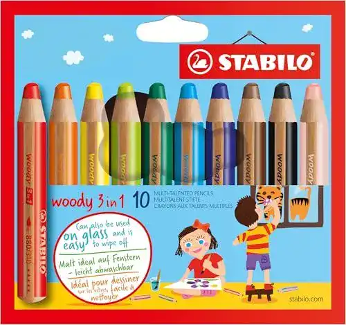 Stabilo Woody 3in1 Farbstift Set mit 10 Farben