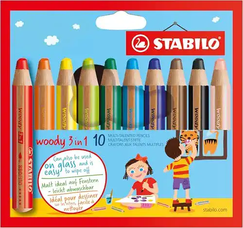 Stabilo Woody 3in1 Farbstift Set mit 10 Farben
