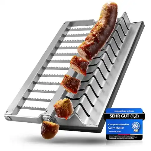 Wurstschneider aus Edelstahl für manuelle Currywurst-Zubereitung