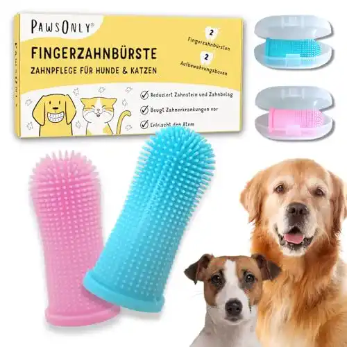 Katzenzahnbürste und Hundezahnbürste von Pawsonly mit Fingerzahnbürste