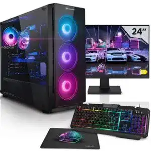 Gaming PC Set von Megaport mit AMD Ryzen 5 und Monitor