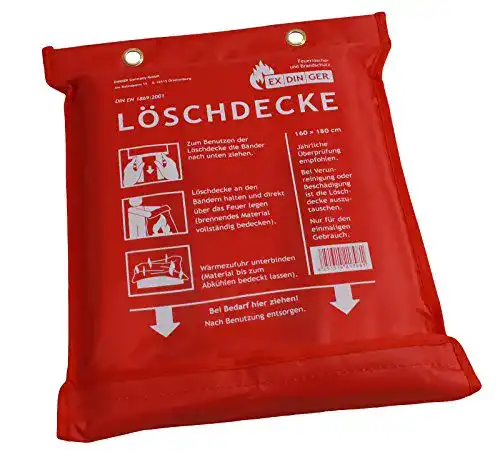 Löschdecke Exdinger Feuer 160×180 cm nach DIN EN 1869:2001 für Fettbrände