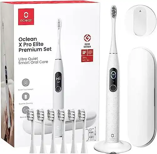 Oclean X Pro Elite elektrische Zahnbürste mit 6 Bürstenköpfen und Reiseetui