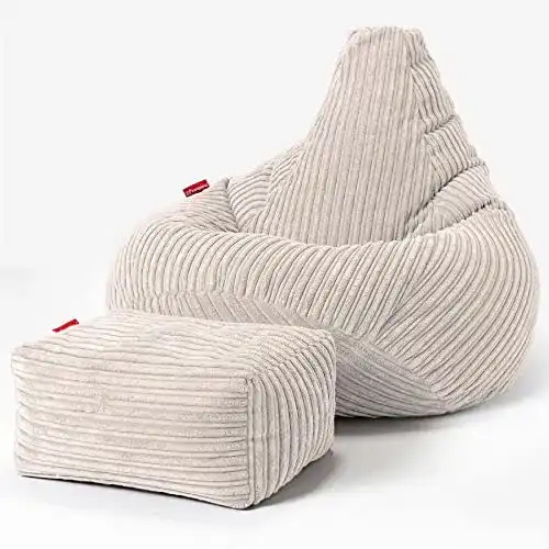 Gaming Sitzsack Lounge Pug mit Hocker aus Cord