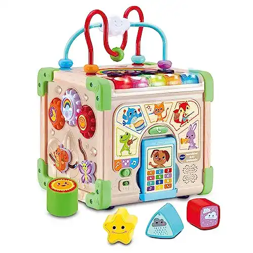 Motorikwürfel für Kinder ab 1 Jahr von VTech Interaktiver Holz-Spielwürfel