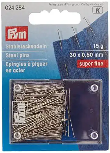 Prym Stecknadeln 024284, 0,50 x 30 mm, silberfarbig, 15g, Kartenpackung