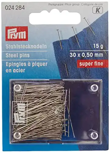 Prym Stecknadeln 024284, 0,50 x 30 mm, silberfarbig, 15g, Kartenpackung