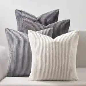 Topfinel Kissenbezug 50×50 cm grau im 4er Set aus Kordsamt