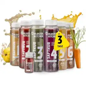 Saftkur Kloster Kitchen Bio für 3 Tage, 18x 250ml Säfte und 3x 30ml Ingwer Shot