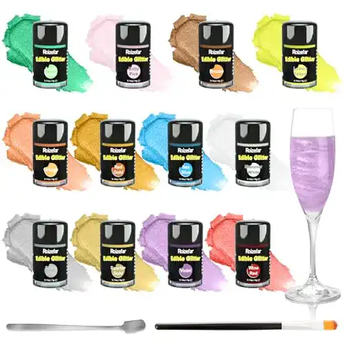 Essbares Glitzer Set von Roizefar 12 Farben für kreative Dekoration