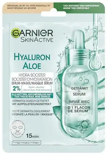 Hyaluron Tuchmaske von Garnier für feuchtigkeitsspendende Gesichtsbehandlung