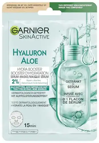 Garnier Tuchmaske für alle Hauttypen, feuchtigkeitsspendend mit Hyaluronsäure