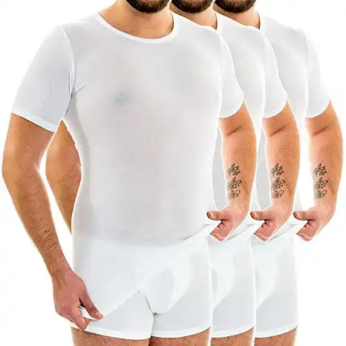Unterhemd für Herren im 3er Pack von HERMKO, extralang und kurzarm