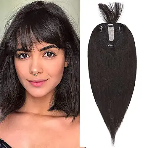 Toupet Silk-co Hair Topper Echthaar mit langem Pony für Damen