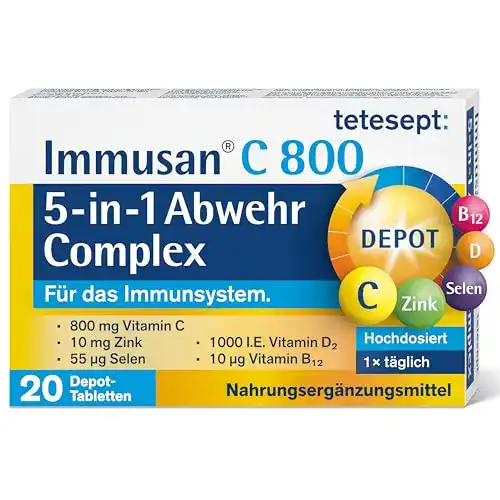 Tetesept Immusan C 800 5-in-1 Depot Complex Tabletten zur Unterstützung des Immunsystems