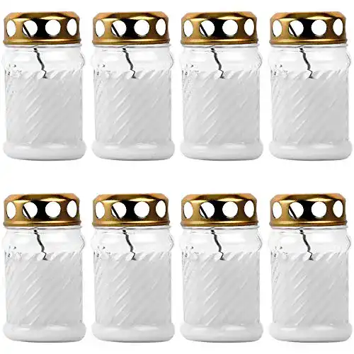 Grabkerze HS Candle 8X Grablicht aus Glas Rille, 10,5 cm