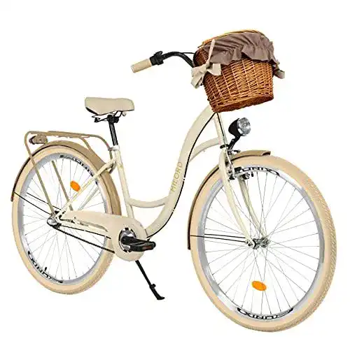 Hollandrad Milord Bikes Komfort Fahrrad mit Weidenkorb