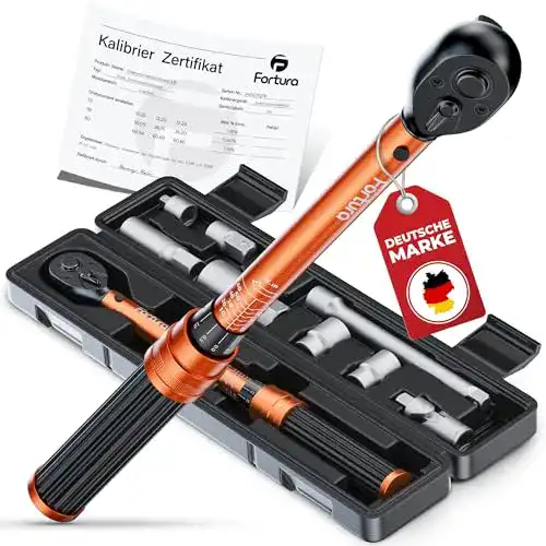 Drehmomentschlüssel 3/8 Zoll von Fortura 5-60 Nm mit Adaptern