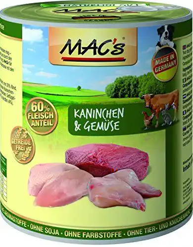 Mac’s Dog Hundefutter mit Kaninchen, Rind und Gemüse 6 x 800 g