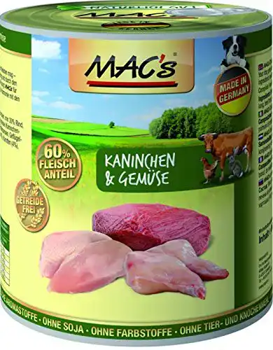 Mac’s Dog Hundefutter mit Kaninchen, Rind und Gemüse 6 x 800 g