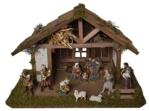 Weihnachtskrippe Alfred Kolbe 1417 in Braun, 59x30x30 cm