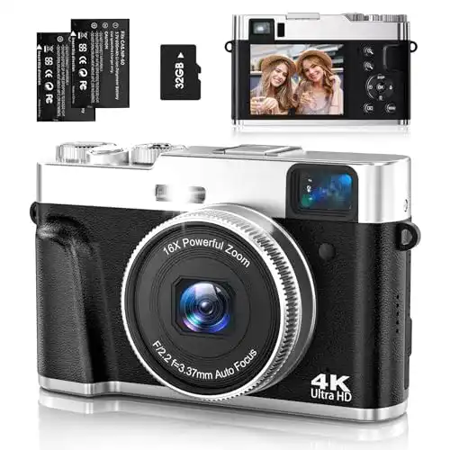 Nezini Digitalkamera mit Sucher – 4K 48MP Autofokus Kompaktkamera
