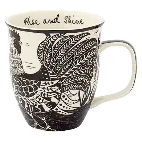 Teetassen Karma Gifts 473 ml Schwarz-Weiß Boho-Tasse Hahn