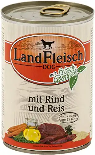 Landfleisch Pur Rind und Reis extra mager Hundefutter für Hunde