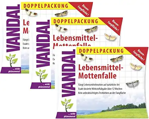Lebensmittelmottenfalle Vandal im 3er Pack für effektiven Mottenschutz