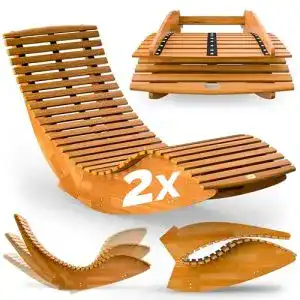 Gartenliege aus Holz Casaria 2X klappbar wetterfest für Garten und Balkon
