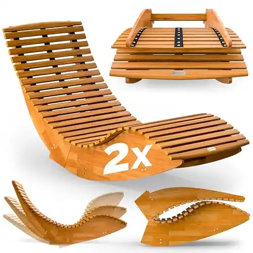 Gartenliege aus Holz Casaria 2X klappbar wetterfest für Garten und Balkon
