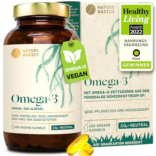 Algenöl von Nature Basics mit 120 hochdosierten Kapseln für Omega 3