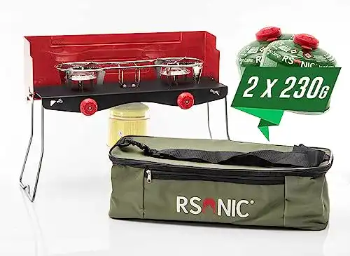 Camping Gaskocher Rsonic 2-flammig mit Transporttasche für Outdoor