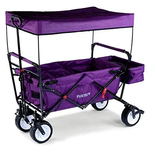 Faltbarer Bollerwagen Fuxtec JW-76C in Purpur/Lila mit Dach