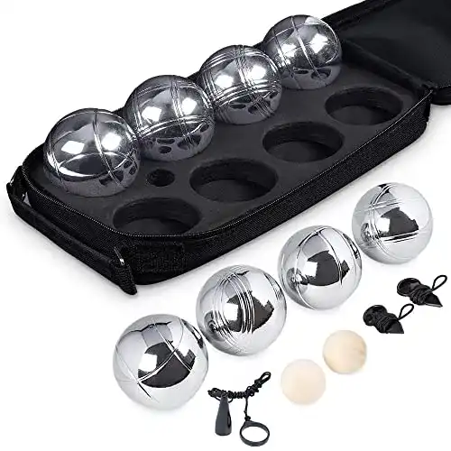 Boule Set mit 8 Metallkugeln und 2 Holzkugeln für Outdoor-Spiele