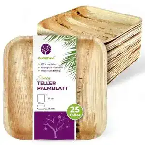 Palmblatt Teller Gobetree 25×25 cm – Biologisch abbaubares Einmalgeschirr