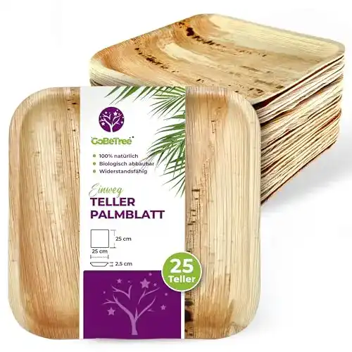 Palmblatt Teller Gobetree 25×25 cm – Biologisch abbaubares Einmalgeschirr