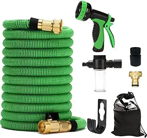 Flexibler Gartenschlauch 50m mit 9 Sprühmodi und Metallarmaturen