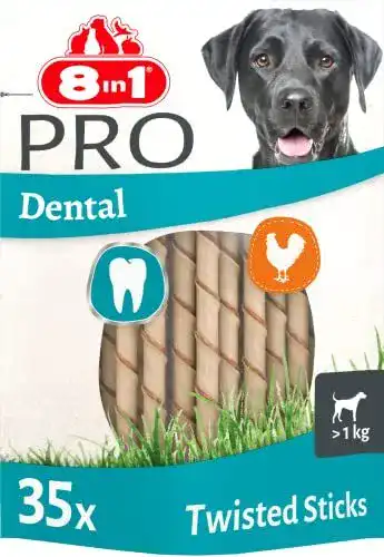 Zahnpflege für Hunde: 8in1 Pro Dental Twisted Sticks Kaustangen