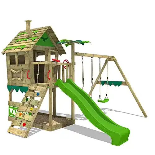 Spielturm Fatmoose JungleJumbo Joy mit Rutsche und Schaukel