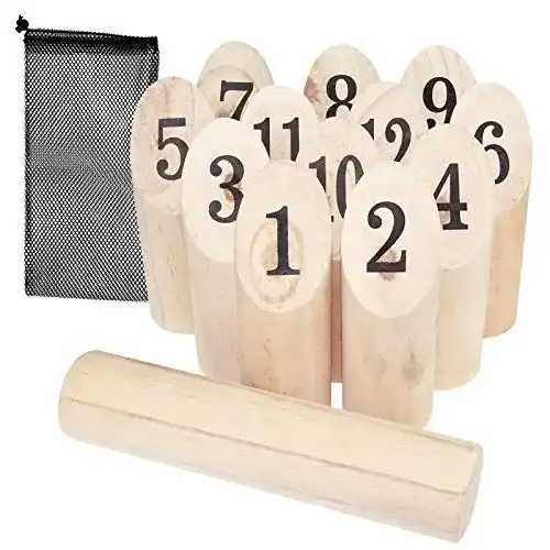 Mölkky Wellgro finnisches Wurfspiel 14-teilig für 2-8 Spieler