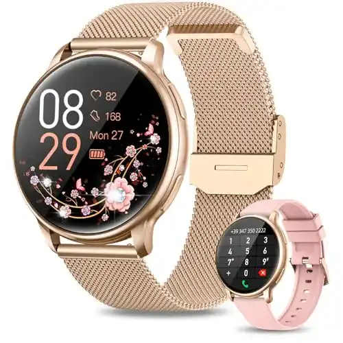 Ruxingx Smartwatch Damen mit Telefonfunktion und Fitness Tracker