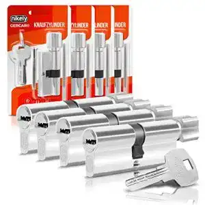 Gercar Schließzylinder Knaufzylinder 45/45 4er Set mit 10 Schlüsseln