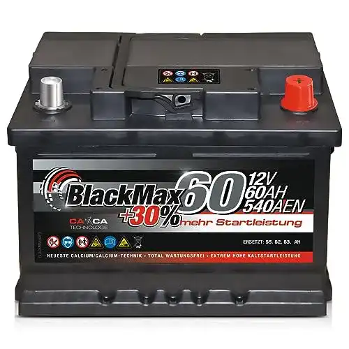 Blackmax 60Ah Autobatterie 12V für PKW und LKW mit 540A Startleistung